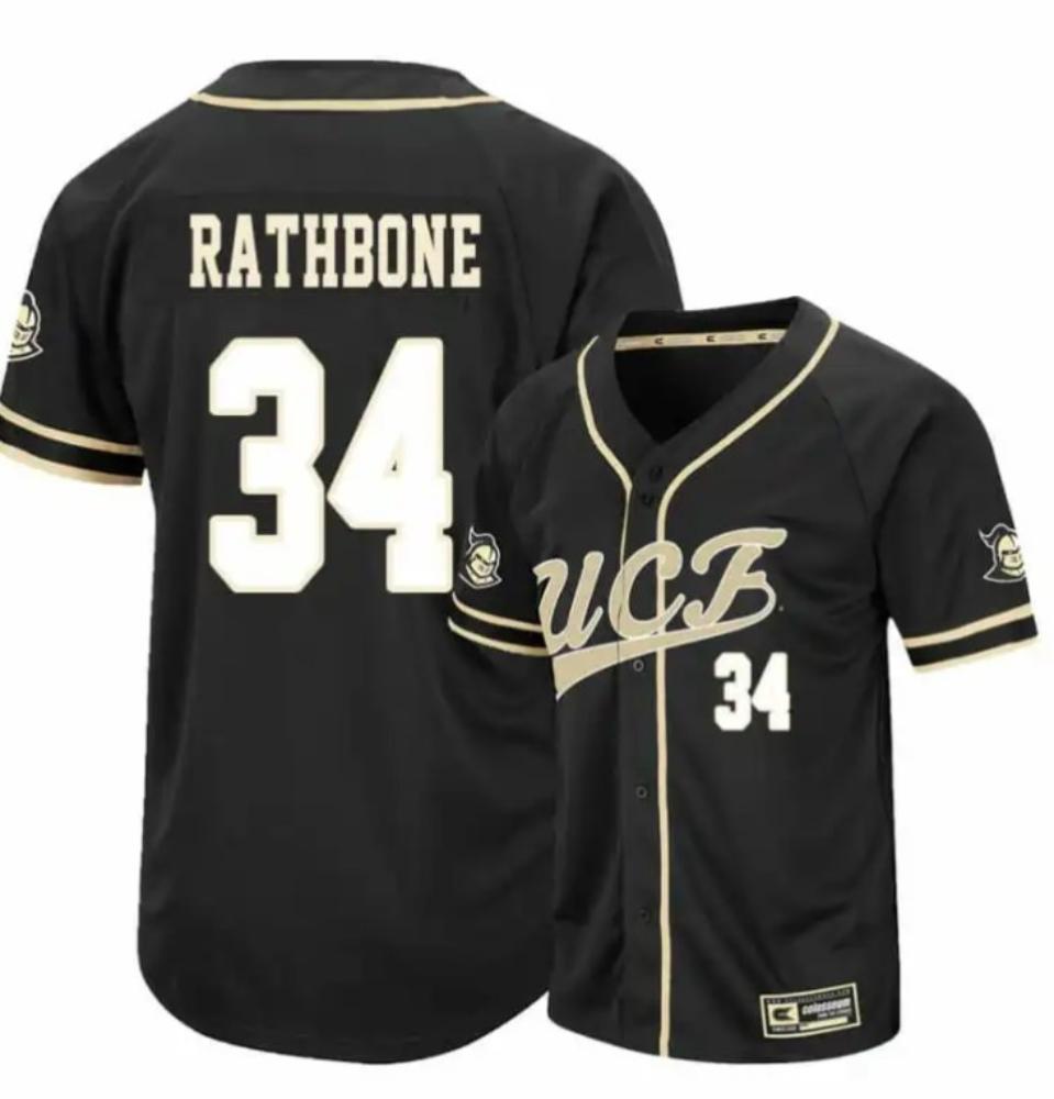Ucf Knights 34 Jordan Rathbone Black College Baseball Jersey