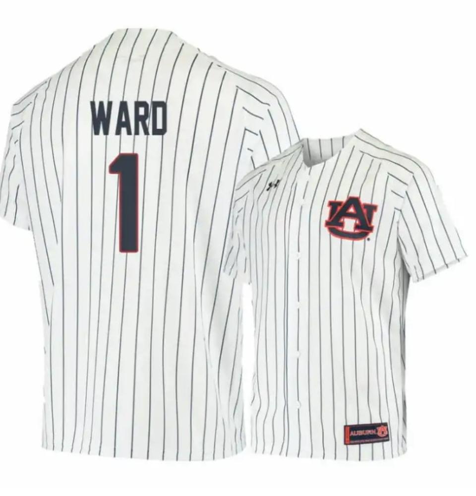 Under Armour Auburn Tigers 1 Judd Ward White Blue Baseball Jersey