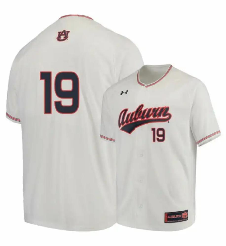 Under Armour Auburn Tigers 19 Brody Moore White Baseball Jersey