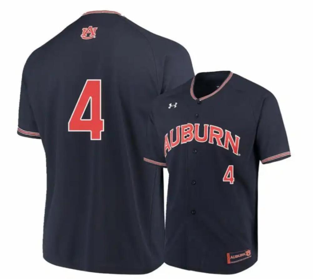 Under Armour Auburn Tigers 4 Rankin Woley Navy Baseball Jersey