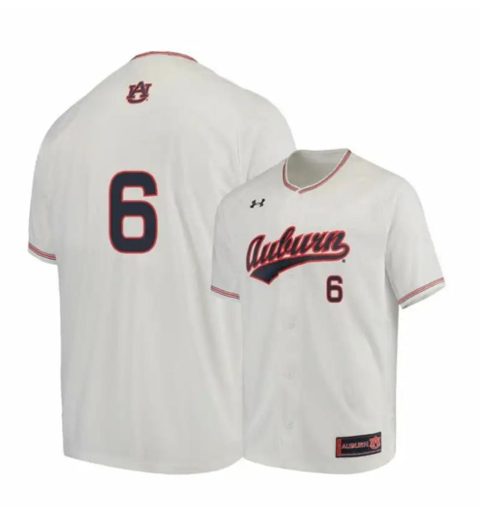 Under Armour Auburn Tigers 6 Matt Scheffler White Baseball Jersey