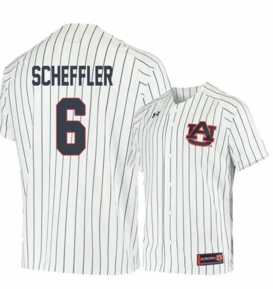 Under Armour Auburn Tigers 6 Matt Scheffler White Blue Baseball Jersey