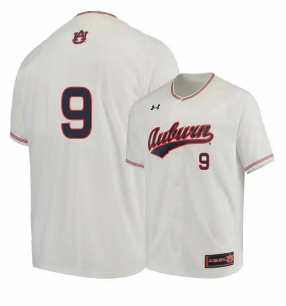 Under Armour Auburn Tigers 9 Ryan Bliss White Baseball Jersey
