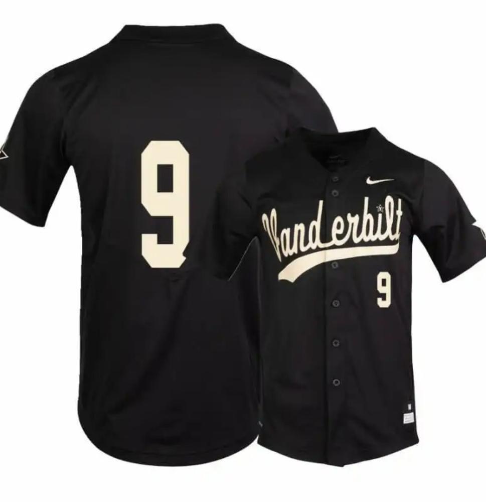 Vanderbilt Commodores 9 Carter Young Black College Baseball Jersey