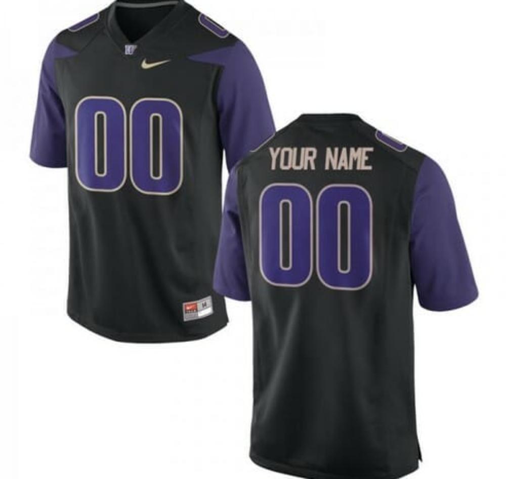 Washington Huskies Custom Jersey Name Number Black College Football