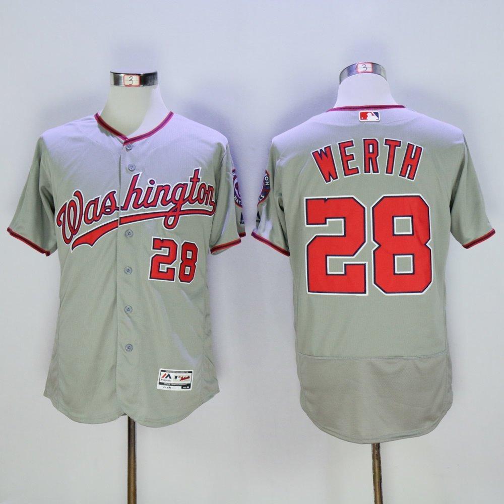 Washington Nationals 28 Jayson Werth Flexbase Baseball Jersey Gray