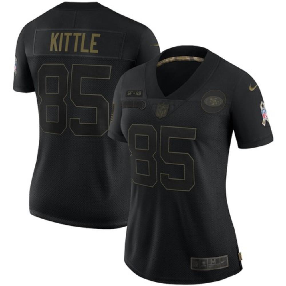 Women San Francisco 49ers George Kittle Jersey Black Salute To Service