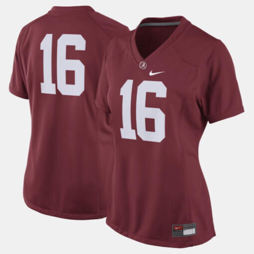 Womens Alabama Crimson Tide 16 College Football Crimson Jersey
