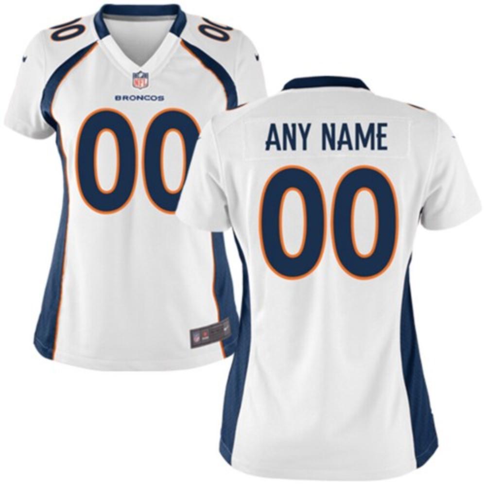 Womens Denver Broncos Custom Jersey White 2020 Game Football Stitched