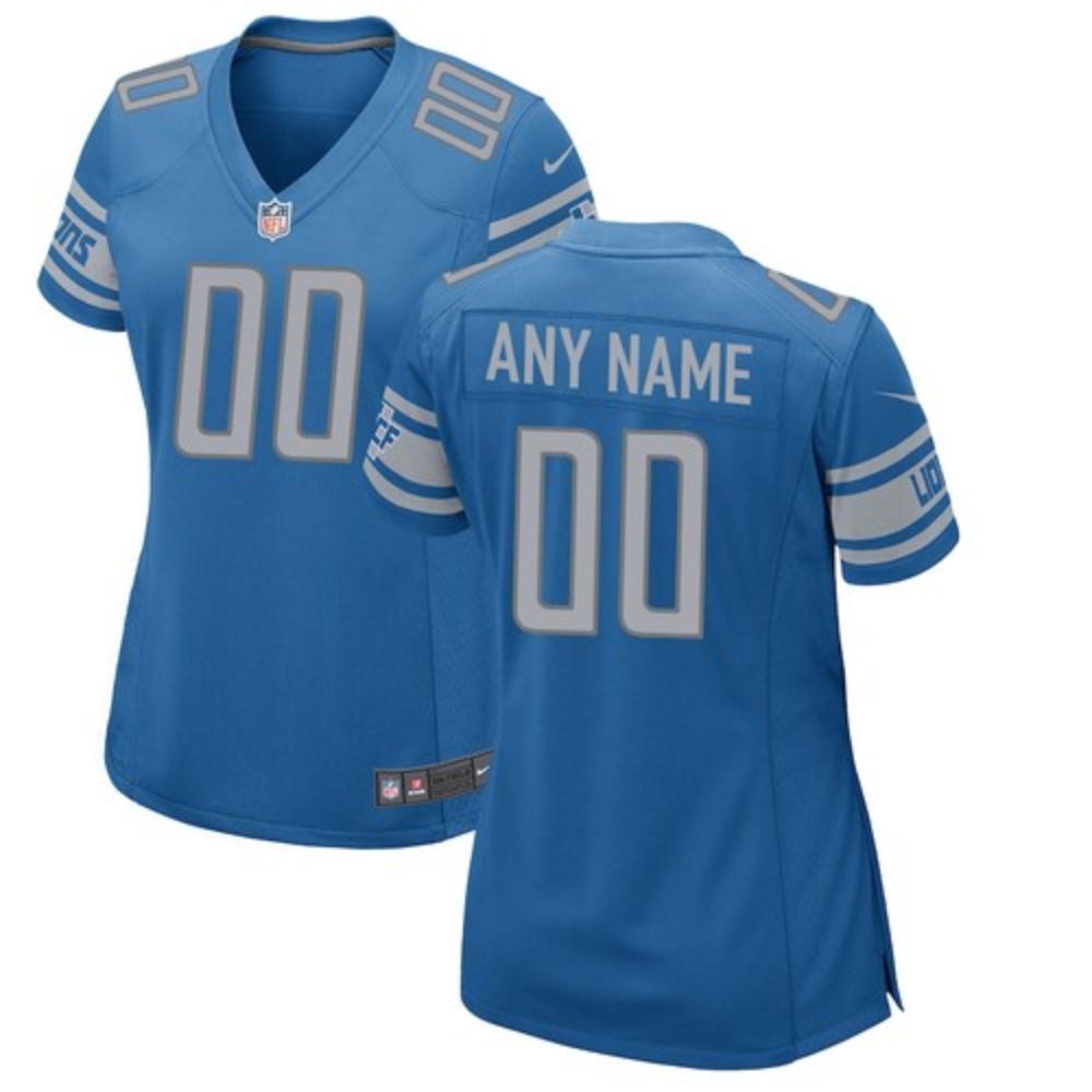 Womens Detroit Lions Custom Jersey Blue 2020 Team Color Game Football