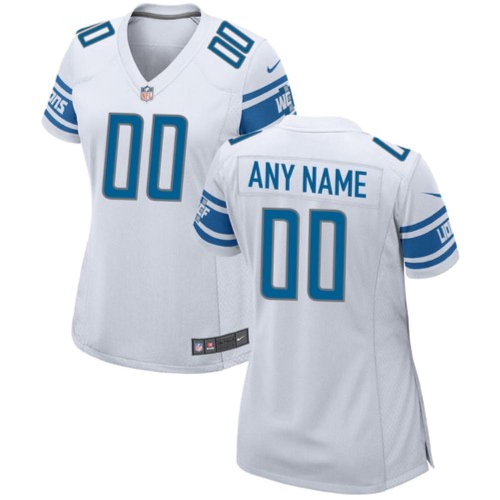 Womens Detroit Lions Custom Jersey White 2020 Game Football Stitched