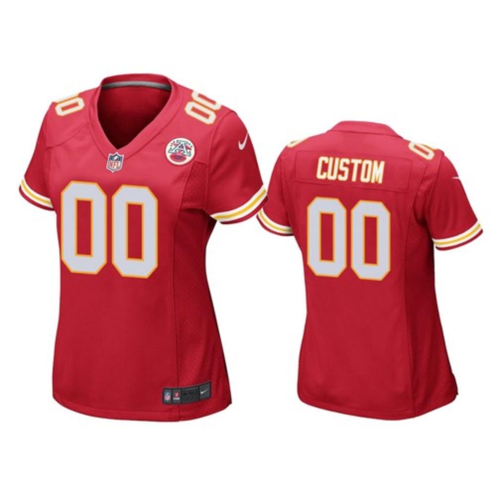 Womens Kansas City Chiefs Custom Jersey Red 2020 Game Football Sewn