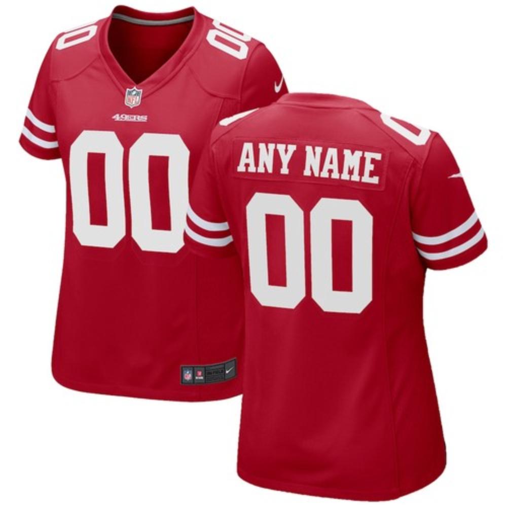 Womens San Francisco 49ers Custom Game Football Sewn Jersey Red 2020