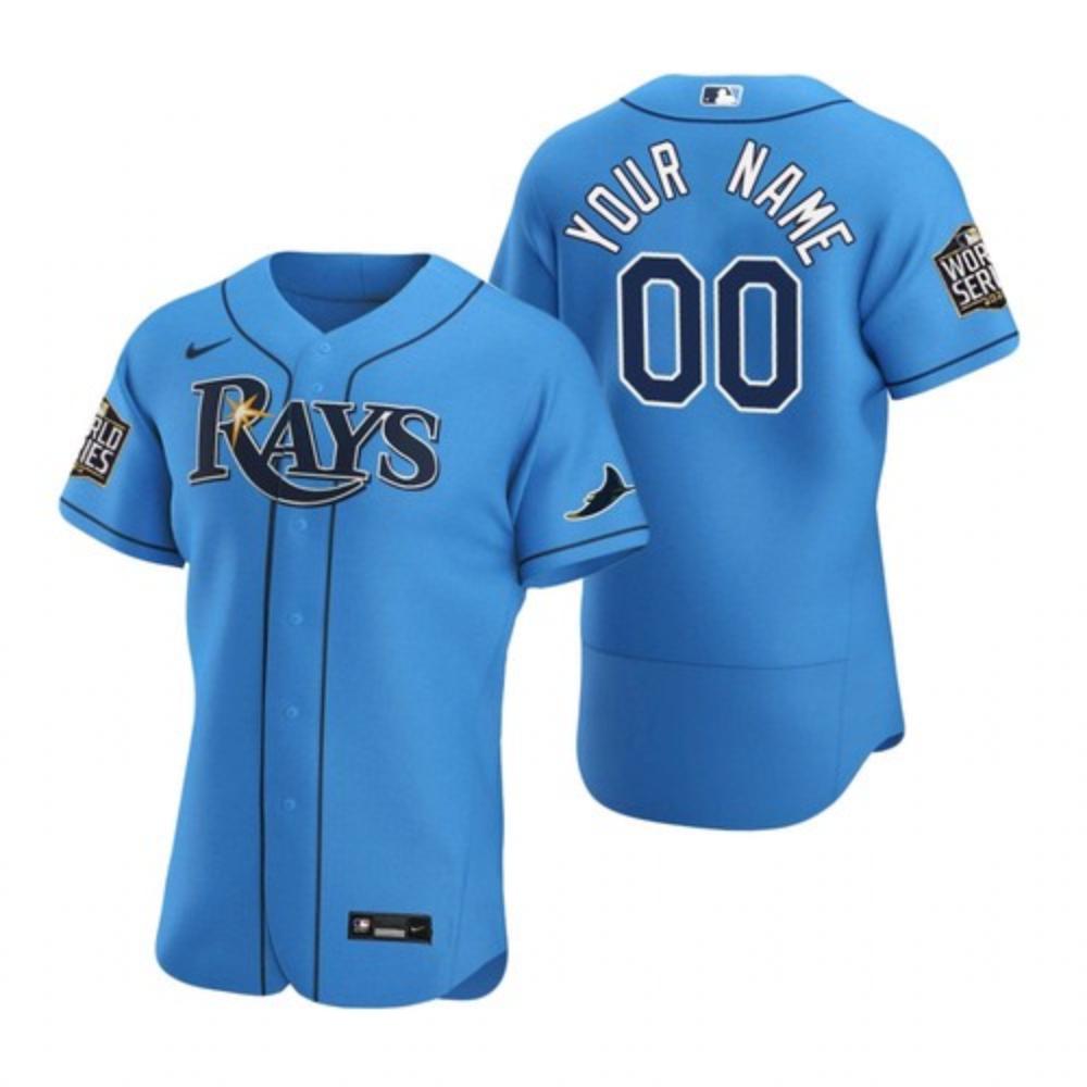 Youth Custom Jersey Light Blue Tampa Bay Rays 2020 World Series