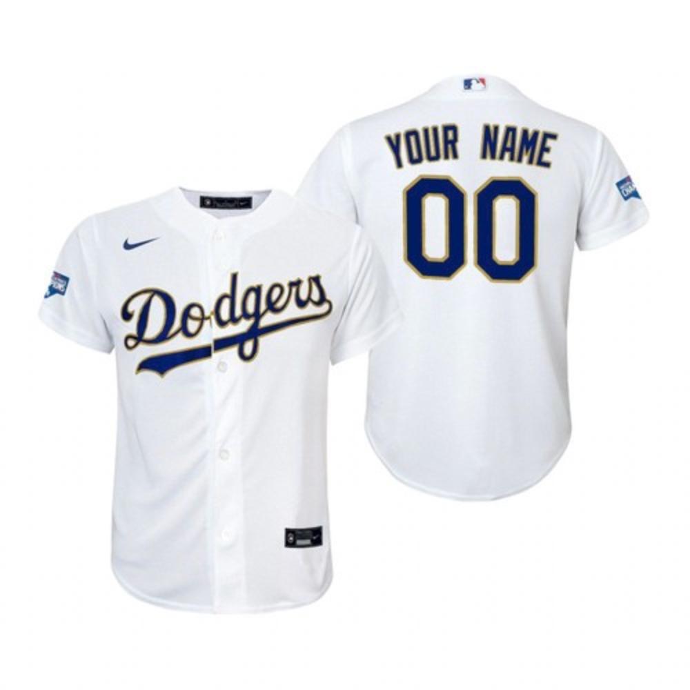 Youth Custom Jersey Los Angeles Dodgers 2021 Gold Program White Gold