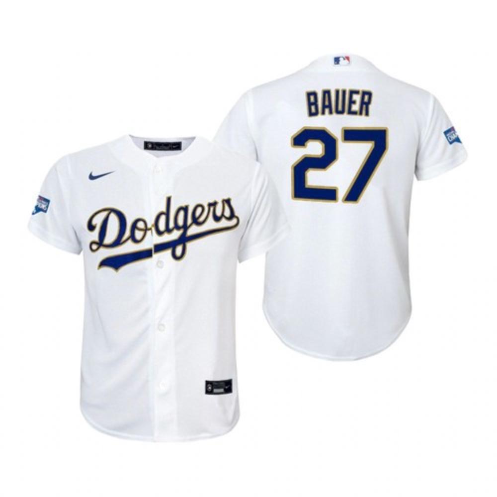 Youth Trevor Bauer Jersey 2021 Gold Program Los Angeles Dodgers