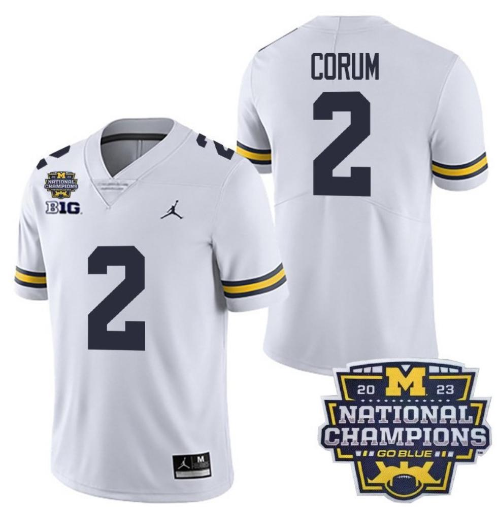Youths Michigan Wolverines 2 Blake Corum White National Champions Jersey