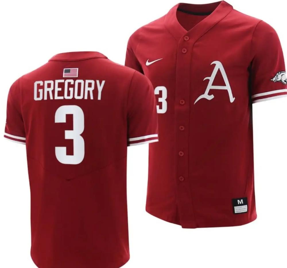 Zack Gregory Jersey Arkansas Razorbacks College Baseball Cardinal 3
